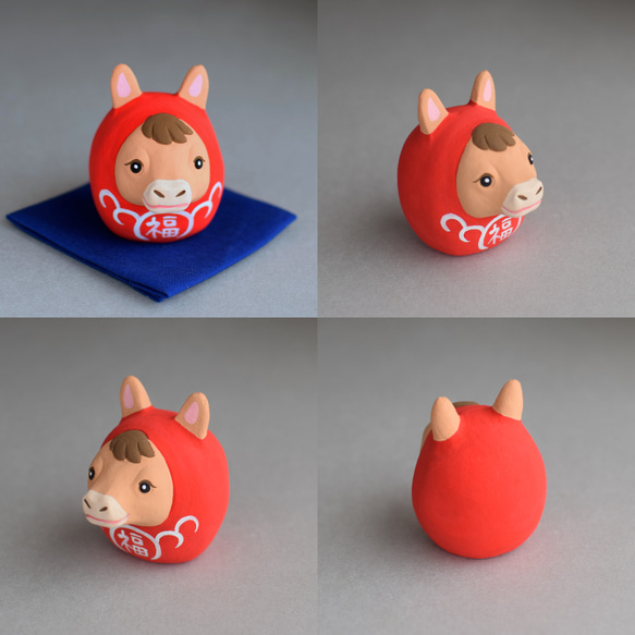 福招き馬之介だるま（ふくまねき・うまのすけ）【栗毛】【受注制作１１月末発送予定】 4枚目の画像