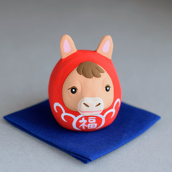 福招き馬之介だるま（ふくまねき・うまのすけ）【栗毛】【受注制作１１月末発送予定】 1枚目の画像