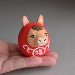 福招き馬之介だるま（ふくまねき・うまのすけ）【栗毛】【受注制作１１月末発送予定】 2枚目の画像