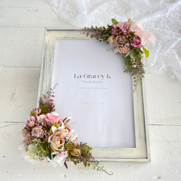 フォトフレーム 花 ウェルカムボード A4 アーティフィシャルフラワー