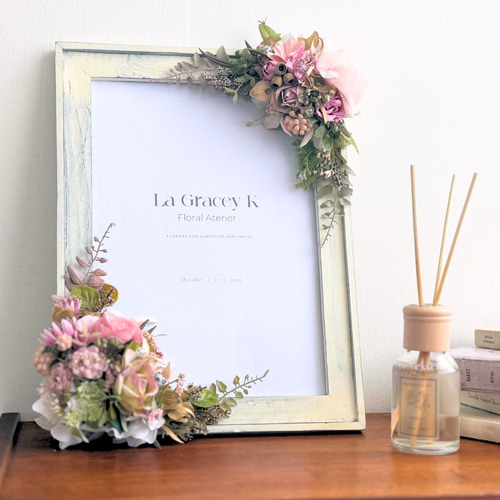 フォトフレーム 花 ウェルカムボード A4 アーティフィシャルフラワー