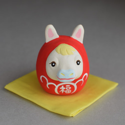 福招き馬之介だるま（ふくまねき・うまのすけ）【白馬】【受注制作１１月末発送予定】 1枚目の画像