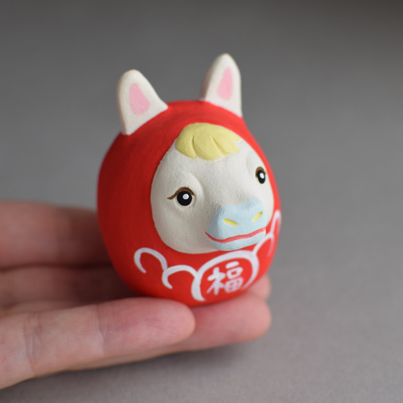 福招き馬之介だるま（ふくまねき・うまのすけ）【白馬】【受注制作１１月末発送予定】 2枚目の画像