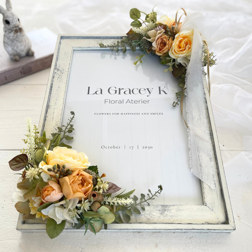 フォトフレーム 花 ウェルカムボード A4 アーティフィシャルフラワー
