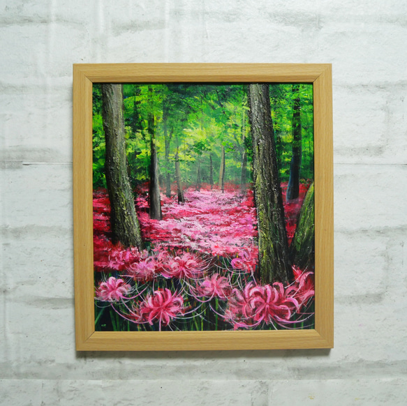 油絵 絵画 【曼珠沙華まつり】 油絵 油彩 油彩画 絵 絵画 絵【桃色の曼珠沙華】 絵画 HR 通販