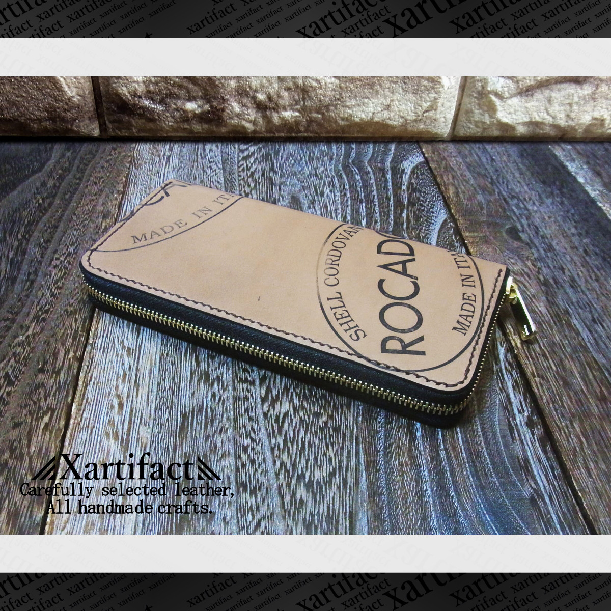 【マルチスタンプ】ロカド社製シェルコードバン【"Museum"ミュージアム】ラウンドファスナー長財布【カラーオーダー】