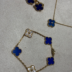 四葉クローバーモチーフ ブレスレット カルセドニー