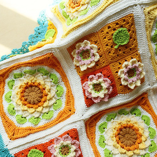 手作り 毛糸 刺繍 かぎ針編み ニート 毛布 テーブルクロス 壁掛け
