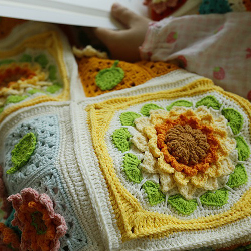 手作り 毛糸 刺繍 かぎ針編み ニート 毛布 テーブルクロス 壁掛け