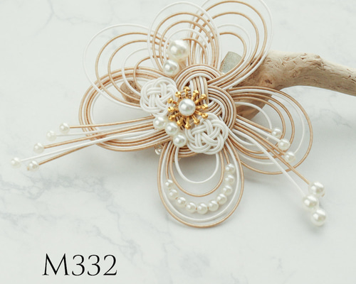 水引髪飾り 白金銀 着物の髪飾り クリップタイプ 和装髪飾り M332