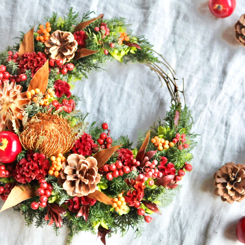 5.クリスマスリース クリスマスリースH(23cm) | iichi 日々の暮らしを心地よくする