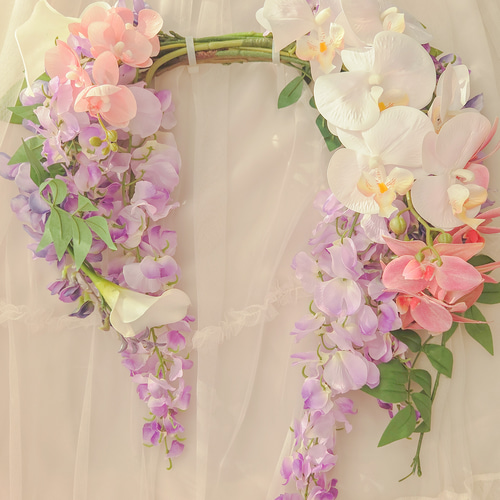 パープル】【Creemaあんしん匿名便対応】胡蝶蘭×藤のバレリーナブーケ