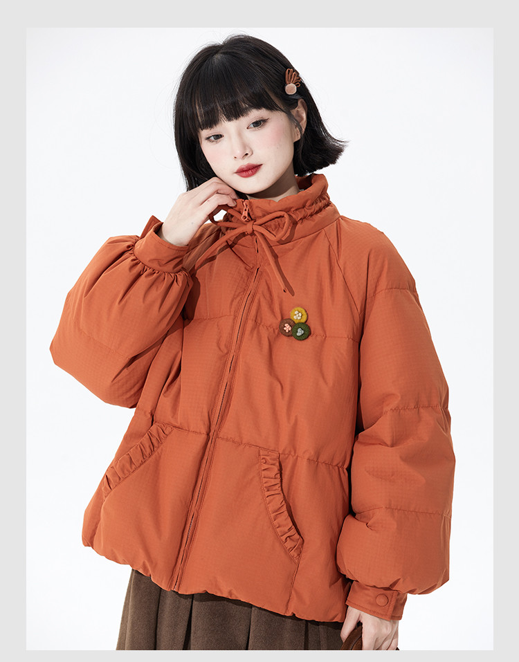 スタンドカラーのダウンジャケット女性の冬のリボン90ホワイトのアヒルの綿毛のコート