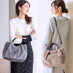 【ふわふわ もこもこ】 ファーバッグ 2way ななめがけ ショルダーバッグ トートバッグ 冬 バッグ 304-23 6枚目の画像