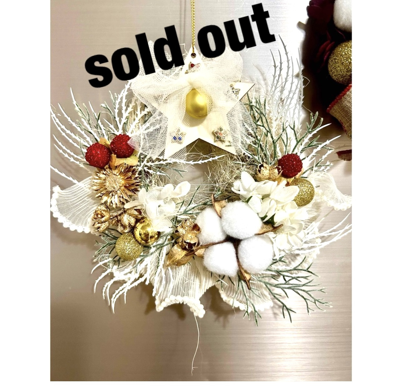 «566»◤完売◢2025★クリスマスリース*星降る夜に*ホワイトクリスマス*ビジュー