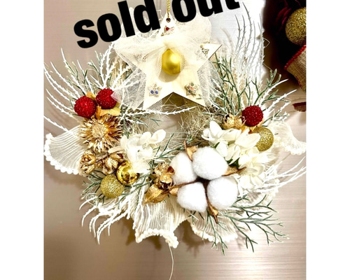 566»◤完売◢2025☆クリスマスリース*星降る夜に*ホワイトクリスマス