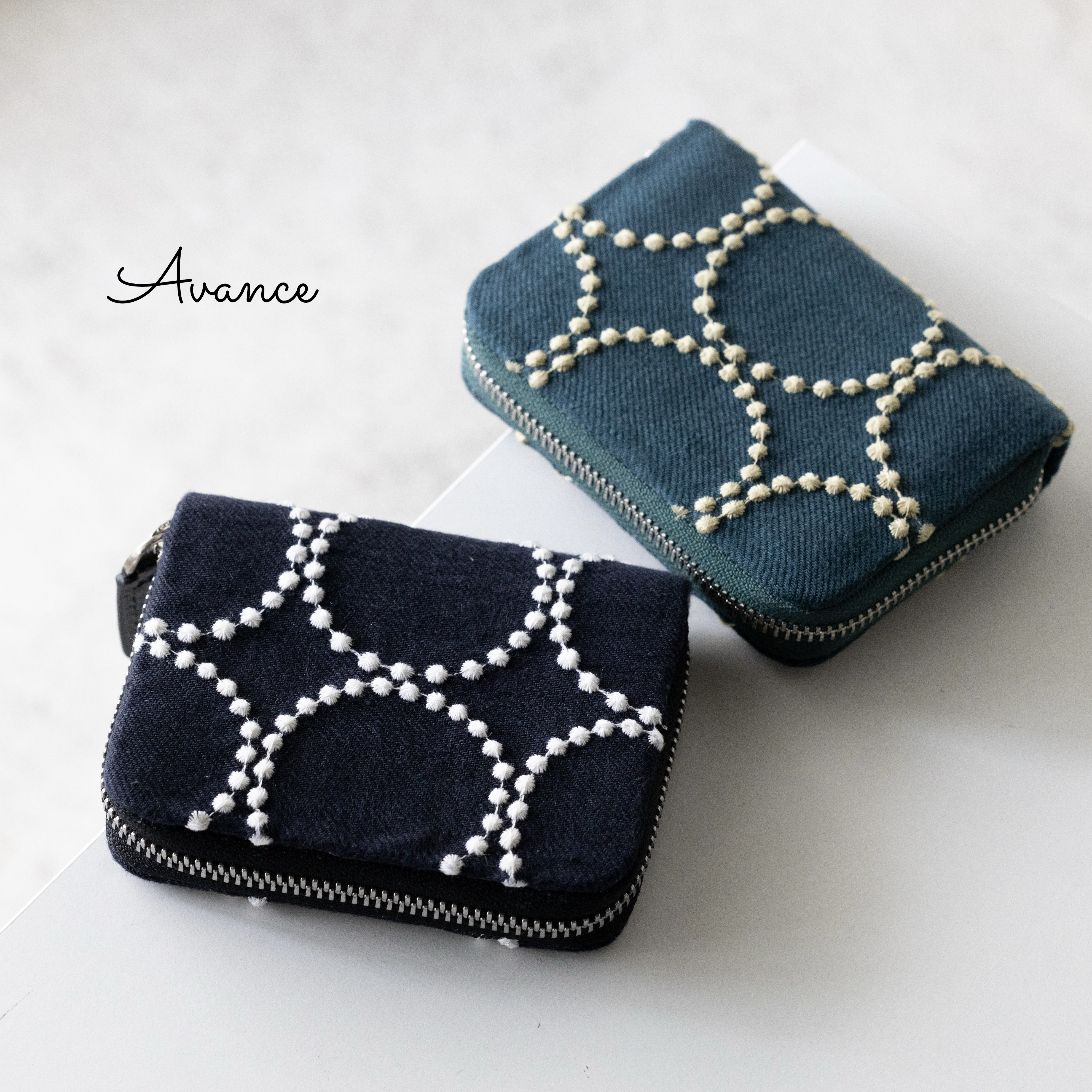 お札が折れない　カード　小銭出しやすい　ミナペルホネン　ミニ財布　コンパクト　ハンドメイド　財布　グリーン