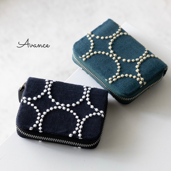 ミナペルホネン pomppia ポンピア 長財布 ハンドメイド ブルー ピンク