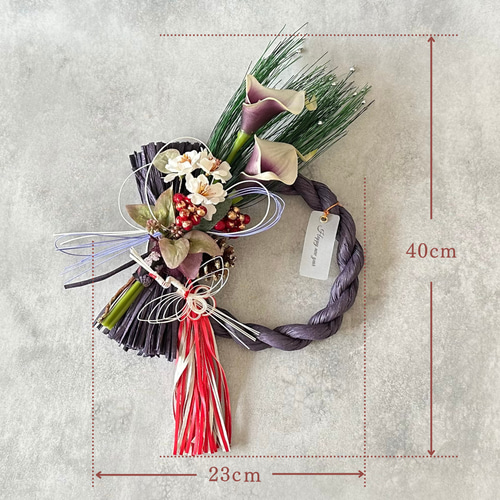 しめ縄 飾り リース 土台 正月 造花 2way ブーケ 鶴 手作り 玄関 花 1