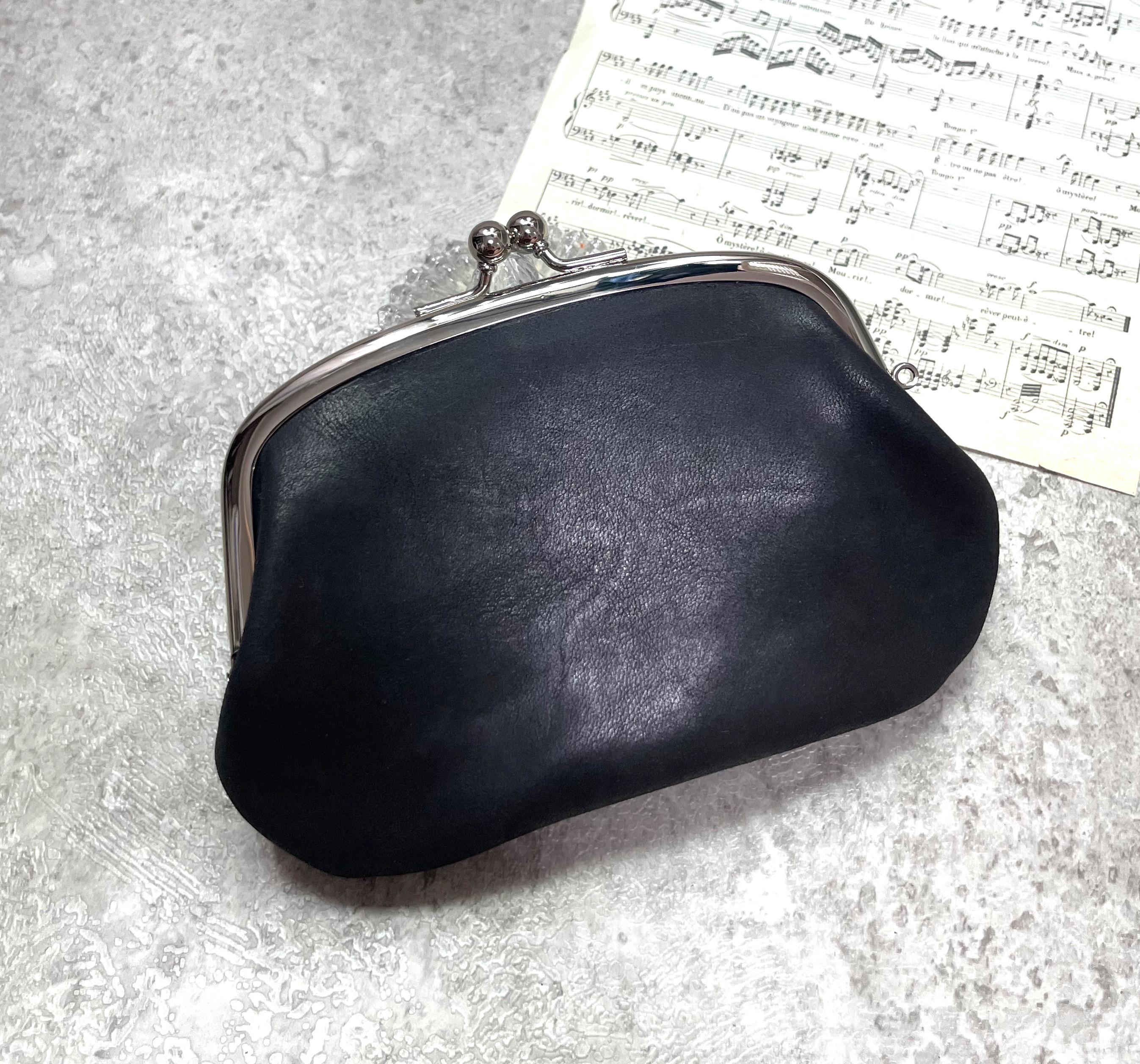 親子がま口ミニ財布 ヌメ革ブラック がま口 M.Tailor 通販 19945768