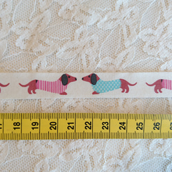 在庫1！カットしてタグにしても！『シンプルで使いやすい！コットンテープ　ダックス柄　ドッグ柄』～4ｍ75㎝でカット済み～ 4枚目の画像