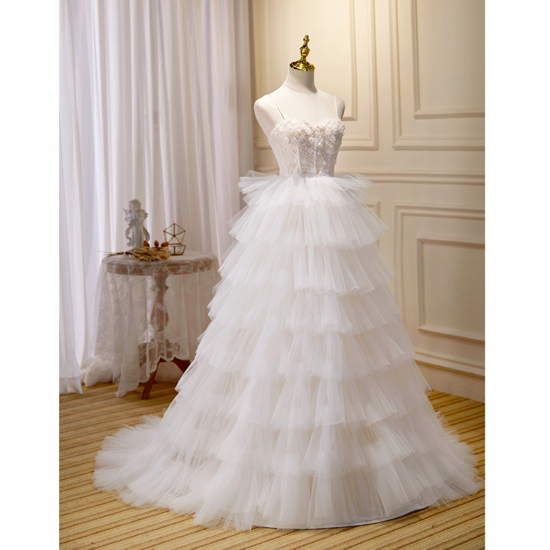 白 オフショルダー ふわふわ ロング 綺麗 パーティードレス 二次会 花嫁ウェディングドレス お呼ばれ LJ-554