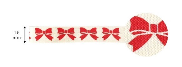 在庫1点！コットンリボン♪『お洒落なリボン柄』〜15mm幅　4ｍ25㎝でカット済み～ 1枚目の画像