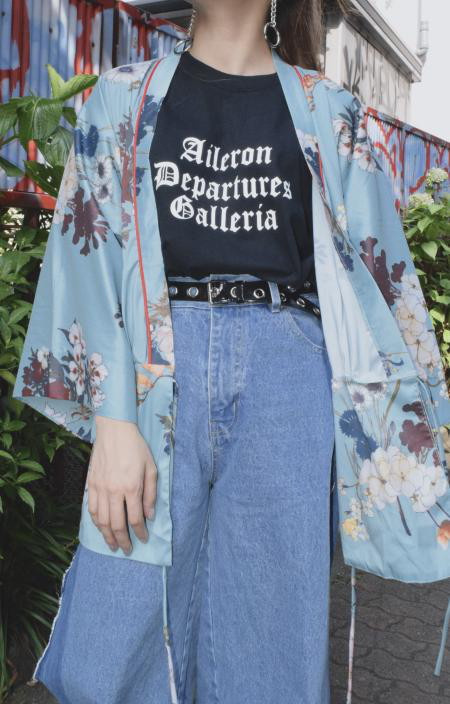 FLOWER SATIN GOWN(MINT)　青　きれいめ