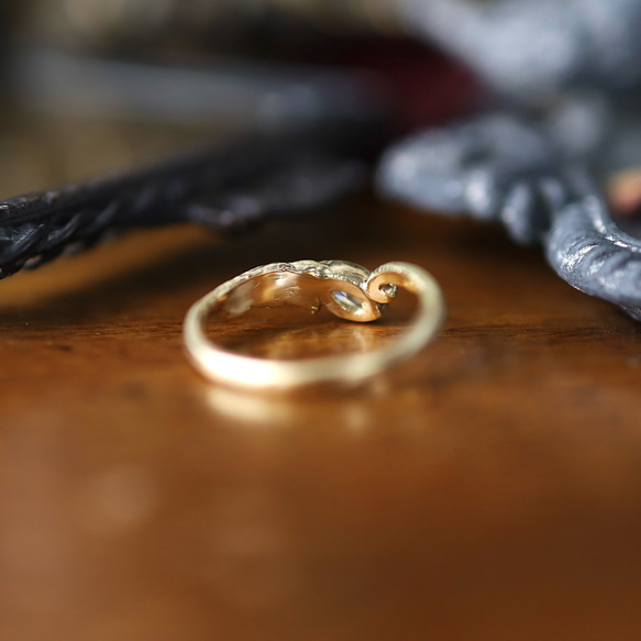 K18YG 天使と悪魔の結晶の指輪 5枚目の画像