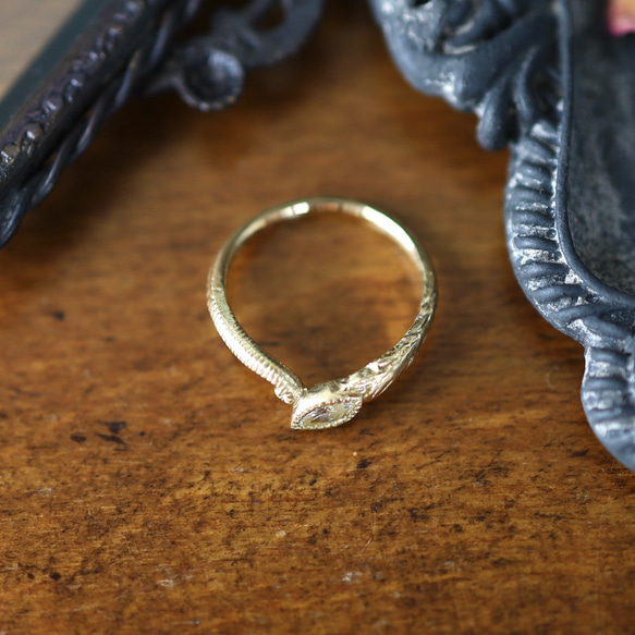 K18YG 天使と悪魔の結晶の指輪 8枚目の画像