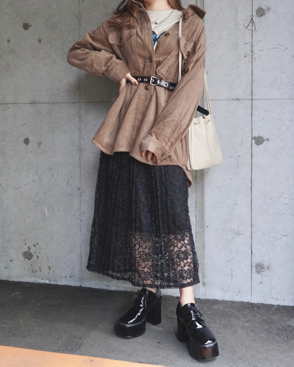 Corduroy Long Shirts Jacket (mocha)