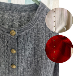 【100%ウール/ケーブル編み】ラウンドネックカーディガン。しなやかで温かな着心地の、秋冬の定番アイテム。L722 16枚目の画像