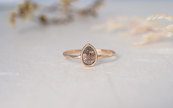 テイクアップ　K10 ルチルクオーツオーバルローズカットリング　9号 テイクアップ K10 ルチルクオーツオーバルローズカットリング 9号