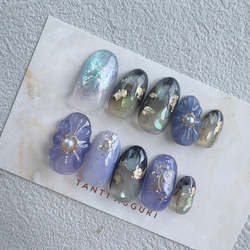 黒紫 ネイルチップ 青紫 パープル ブラック ダークカラー 夜 夜職 お水 水商売 キャバ嬢 ハロウィン 闇夜 10月 3枚目の画像