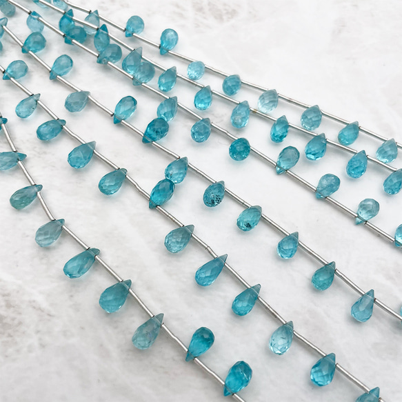 スカイブルーアパタイト 水色 15個 ドロップ 雫 ハンドカット 5mm 6mm 7mm 8mm st0006 3枚目の画像