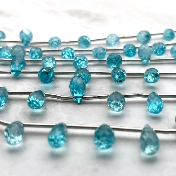 スカイブルーアパタイト 水色 15個 ドロップ 雫 ハンドカット 5mm 6mm 7mm 8mm st0006 1枚目の画像