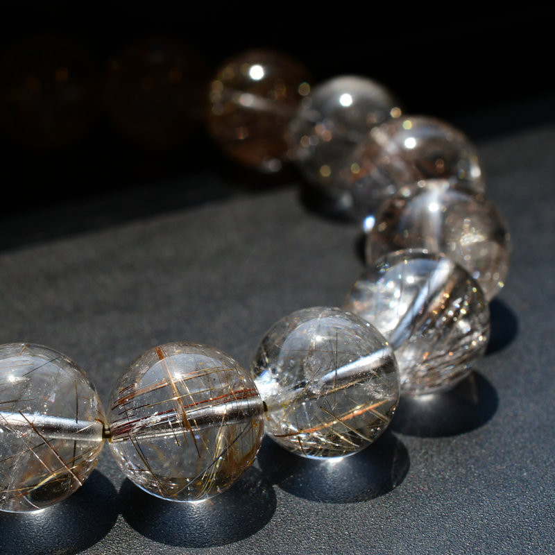 【インクルージョンが個性を惹き立てる☆】13mm シルバールチルクォーツブレスレット 艶感 一点物【GHB54】京海堂