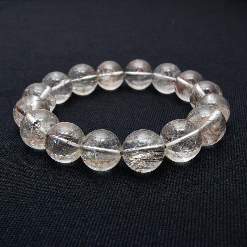 【インクルージョンが個性を惹き立てる☆】13mm シルバールチルクォーツブレスレット 艶感 一点物【GHB54】京海堂