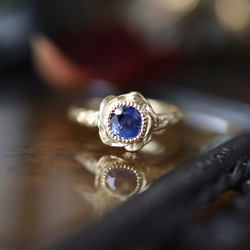 K18YG ホロウブルーローズリング 17枚目の画像