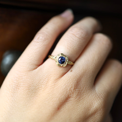 K18YG ホロウブルーローズリング 11枚目の画像