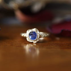 K18YG ホロウブルーローズリング 3枚目の画像