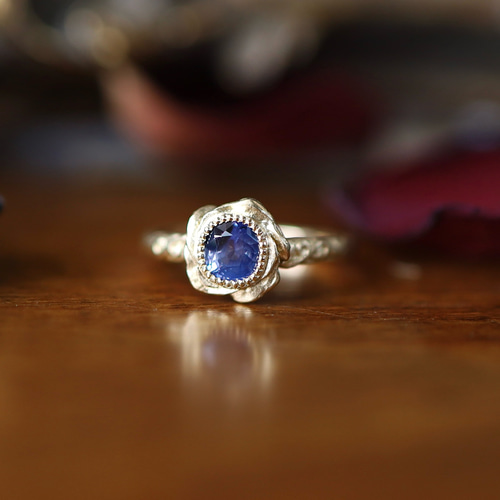 K18YG ホロウブルーローズリング 指輪・リング Ton Ton〔ジュエリー