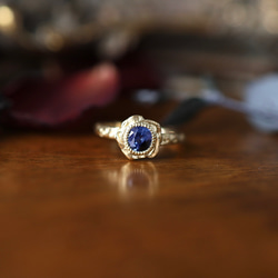 K18YG ホロウブルーローズリング 18枚目の画像