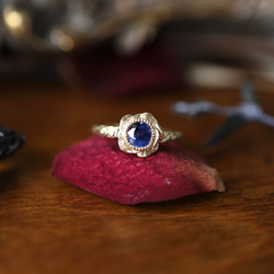 K18YG ホロウブルーローズリング 19枚目の画像