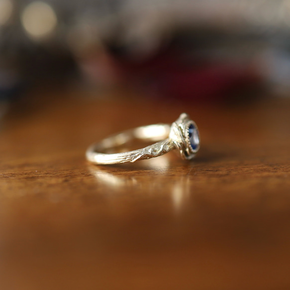 K18YG ホロウブルーローズリング 7枚目の画像