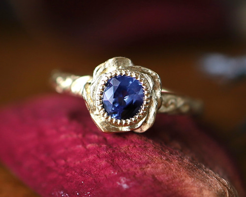 K18YG ホロウブルーローズリング 指輪・リング Ton Ton〔ジュエリー