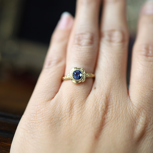 K18YG ホロウブルーローズリング 指輪・リング Ton Ton〔ジュエリー