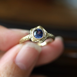 K18YG ホロウブルーローズリング 10枚目の画像