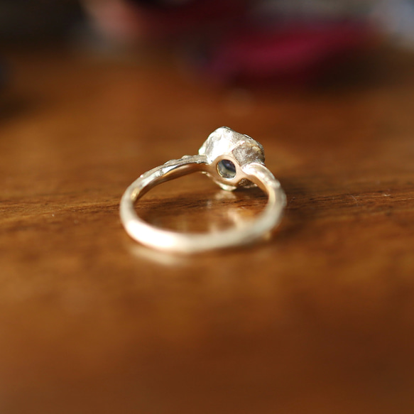 K18YG ホロウブルーローズリング 6枚目の画像