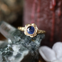 K18YG ホロウブルーローズリング 2枚目の画像